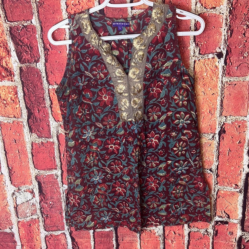 Mimathyma Large Floral Embroidered Sleeveless women’s Top blouse